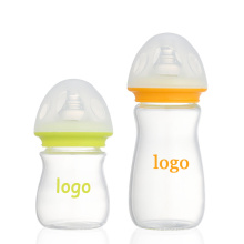 Forma de hongo Cuello ancho Biberón de leche para bebés Biberón de vidrio para bebés
